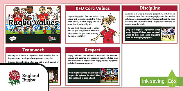 FREE! - England Rugby: Six Nations Values Discussion Cards Ages 5-7